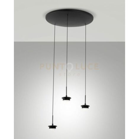 3804-47-101 MONTATURA NERA COMPLETA TONDA A LED CCT 2700K - 3000K - 4000K- - 21W - 2550 lm 3 LUCI DIMMERABILE