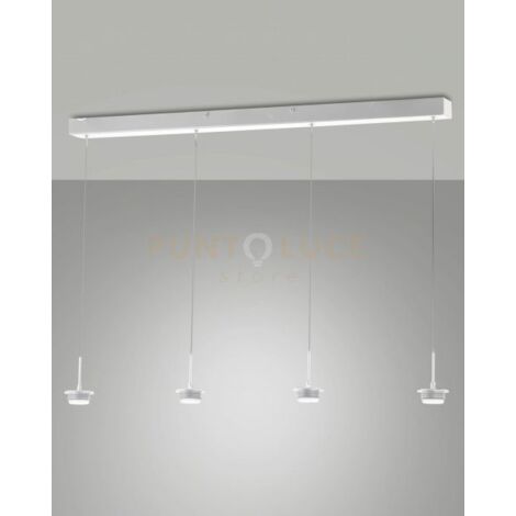 3804-48-102 MONTATURA BIANCA COMPLETA LINEARE A LED CCT 2700K - 3000K - 4000K- 28W - 3000 lm 4 LUCI DIMMERABILE