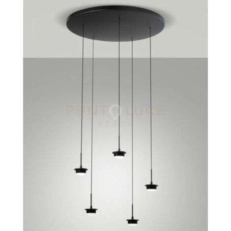 3804-49-101 MONTATURA NERA COMPLETA TONDA CCT 2700K - 3000K - 4000K - 35W - 3750 lm 5 LUCI DIMMERABILE