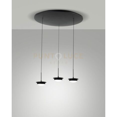 3805-47-101 MONTATURA NERA COMPLETA TONDA A LED CCT 2700K - 3000K - 4000K- 42W - 4530 lm 3 LUCI DIMMERABILE