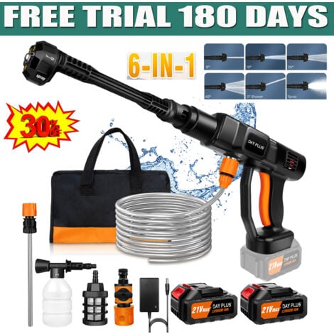 DAYPLUS 380BAR 2xAkku Hochdruckreiniger Kabellos Auto Wasser Druckreiniger Spritzpistole
