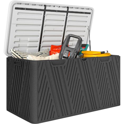 380L Waterproof Outdoor Storage Box, with Lockable Lid - Black