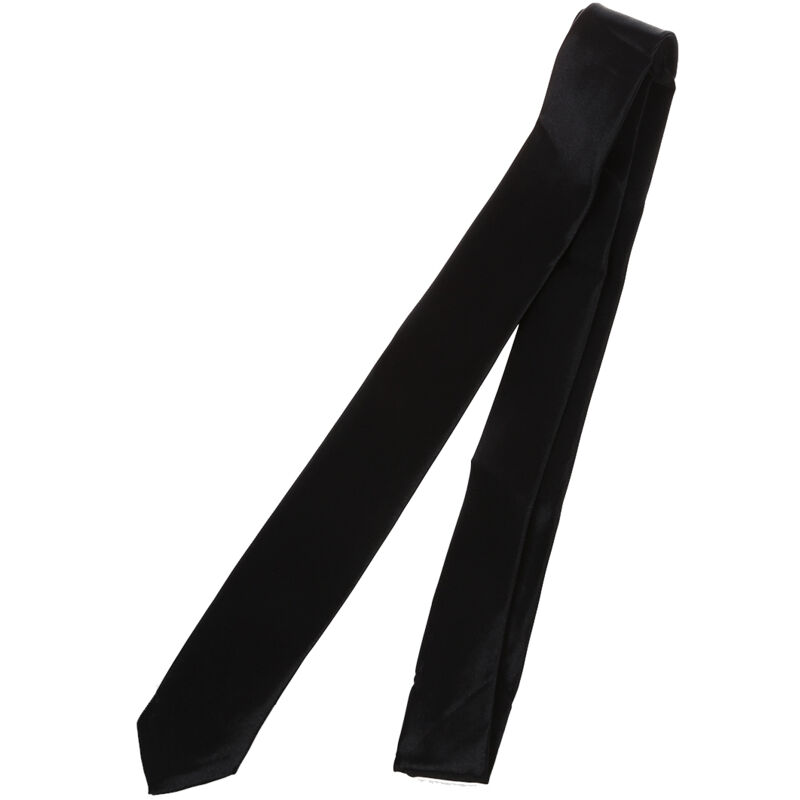 Image of 3.81 Krawatten aus ultraschmalem, glänzendem, schwarzem Polyester, Breite 145 cm