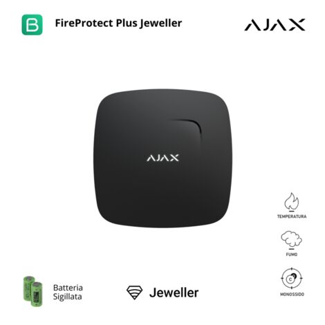 38106 - Jeweller - FireProtect Plus (with CO) - Detector inalámbrico de humo con sensor de temperatura y monóxido de carbono, sirena integrada - color black - Ajax seguridad inalámbrica