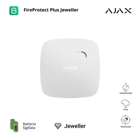 38107 - Jeweller - FireProtect Plus (with CO) - Detector inalámbrico de humo con sensor de temperatura y monóxido de carbono, sirena integrada - color white - Ajax seguridad inalámbrica