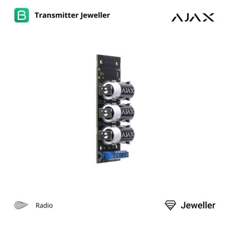 38184 - Jeweller - Transmitter - Módulo de conexión de alarmas cableadas a Ajax y gestión de la seguridad mediante app - Ajax seguridad inalámbrica