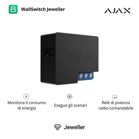 38189 - Comfort & Automation - WallSwitch - Relè di potenza wireless con monitoraggio del consumo energetico - Ajax comfort e automazione