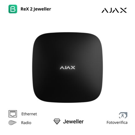 38208 - Jeweller - ReX 2 - Funk-Reichweitenverstärker mit Fotoverifizierung von Alarmen - Farbe black - Ajax drahtlose Sicherheit
