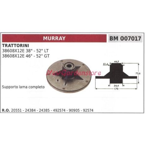 38608X12E MURRAY 007017 Moyeu de lame de tracteur tondeuse, plat 38608X12E MURRAY 007017