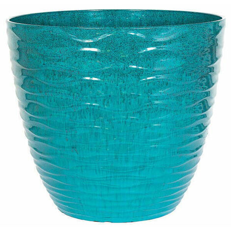 38cm Large Windermere Plant Pot - Plastic - L38 x W38 x H33 cm - Teal