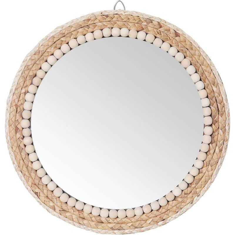 Freosen - 38cm Miroir Rotin Rond Mural Miroir Décoration Boho Bohème Pour Salon Chambre Salle de Bain