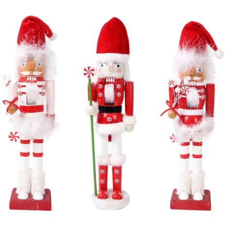 38cm Wooden Santa Nutcrackers Soldiers Christmas Ornament 3pcs Set