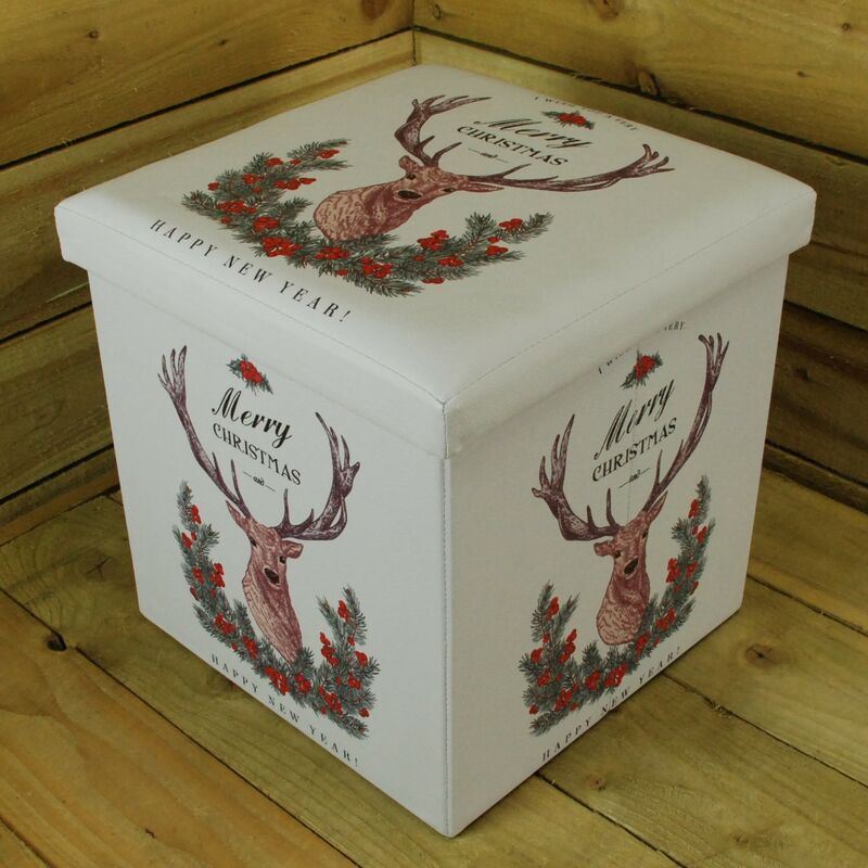 Festive - 38cm x 38cm foldable Christmas Reindeer storage box
