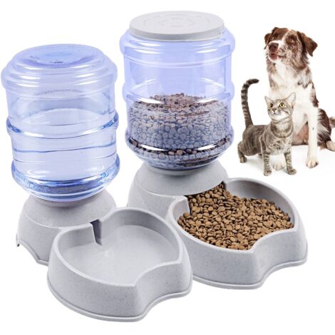 3.8L Automatic Pet Water and Food Dispenser, Large Capacity Pet Feeder for Dogs/Cats Pet Bowl (Grey)