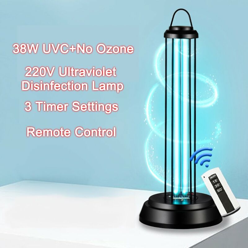 

38W / 60W 220V UVC Lampara ultravioleta germicida de ozono Temporizador de luz UV para desodorizador de acaros, UVC (38W)