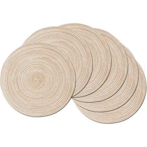 38x38cm-lot De 6 Set De Table Coton Rond Set De Table Lavable Rsistantes  La Chaleur Antidrapant Set De Table Nol Rond Beige Napperon Dcoration Po