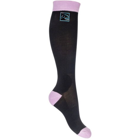 39/42, Nero e Lilla: Calzini estivi per equitazione da donna caviglia e punta imbottita con logo olografico modello Harbour Island