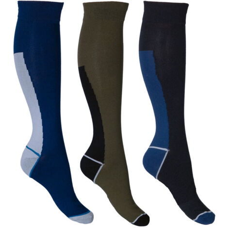 39/42, Verde Oliva e Blu 5769: Set 3 calze da equitazione uomo modello Mateo
