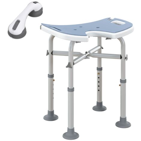 39-51.5cm 'U' Seat Padded Shower Stool - Light Blue