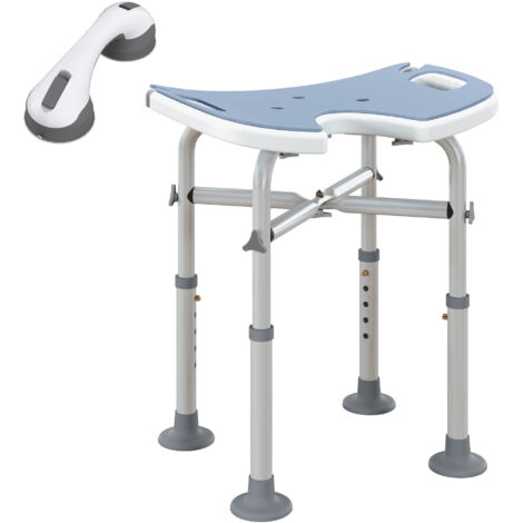 39-51.5cm 'U' Seat Padded Shower Stool - Light Blue
