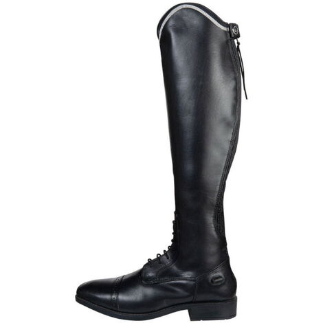 39, Nero 9100: Stivali in pelle per equitazione bambino con inserto elastico modello Valencia style Standard/polpaccio stretto