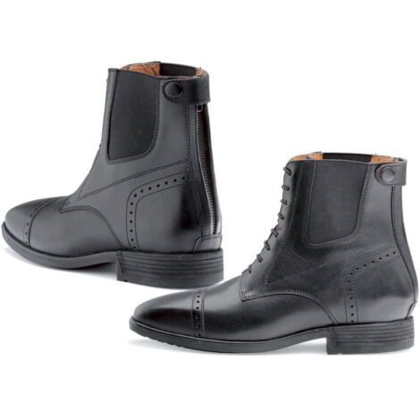 39, Noir: Bottes d'équitation en cuir avec lacets élastiques