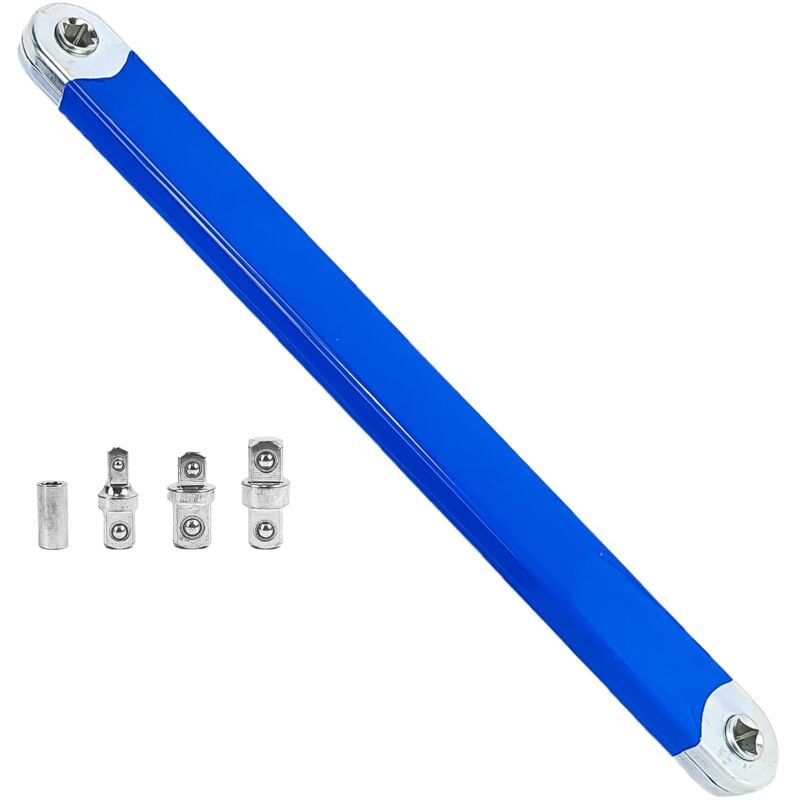 390 35 15 mm Pro Zero Offset Extension Wrench, Avec Adaptateurs 1/4, 3/8, 1/2, Offset Extension Wrench, Clé D'extension Décalée, Clé D'extension
