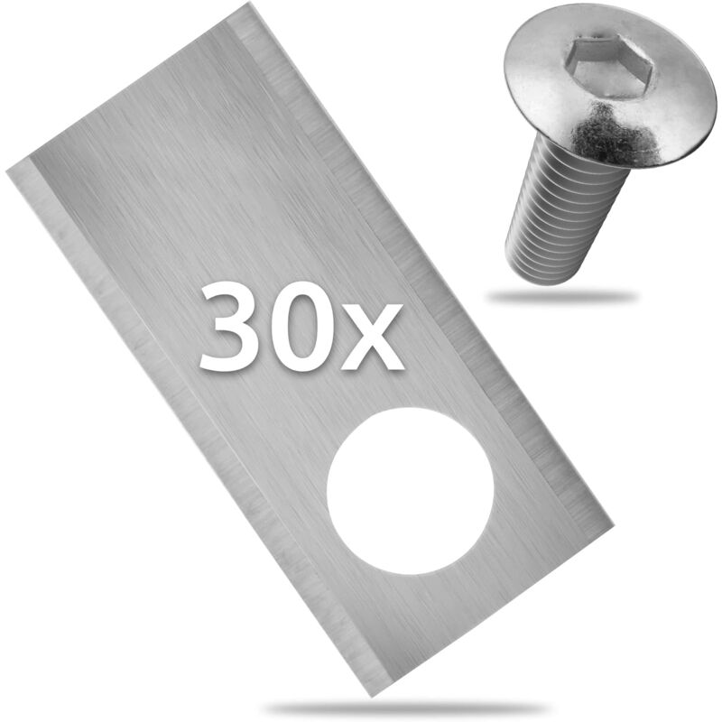 39,2 x 17,5 mm, argent), 30 lames de rechange de qualité – Lames de tonte pour machines de jardin adaptées aux modèles de tondeuse à gazon compa