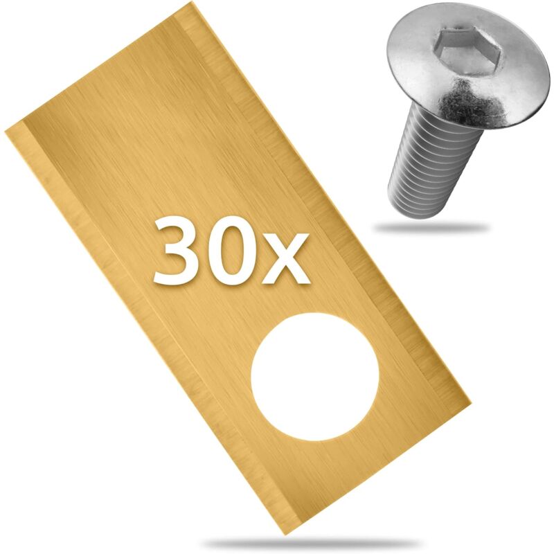 Linghhang - 39,2 x 17,5 mm, doré), 30 lames de rechange de qualité – Lames de tonte pour machines de jardin adaptées aux modèles de tondeuse à gazon