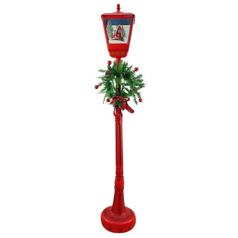 392040 Lanterne Noël rouge H195cm Décoration Sons Mini Lumières et guirlande