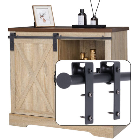3.93FT/120CM Kit de Rail pour Porte Simple Coulissante Système de Porte Coulissante Facile à Installer Noir