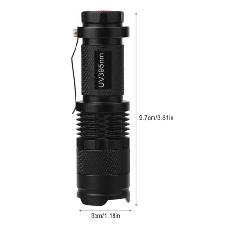 395-nm-UV-LED-Taschenlampe für Detektion und Inspektion, Schwarz