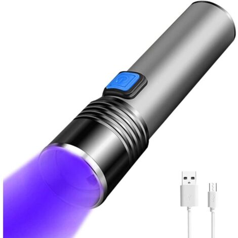 395nm UV Noir Lumière Flashlite, rechargeable Noir Lumière Flashlight Mini, 3 Mode Strobe haut bas, taches sèches, détection de scorpion, détection billets banque