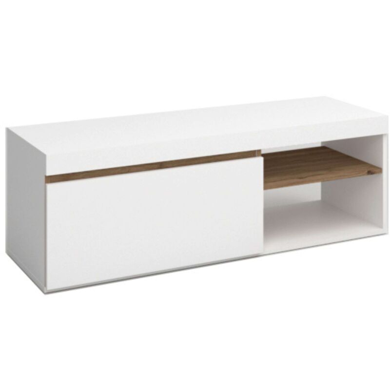 Table tv, Blanc mat et Naturale, Medium