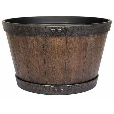 39cm Medium Oban Whiskey Barrel - Plastic - L39 x W39 x H23 cm - Dark Oak