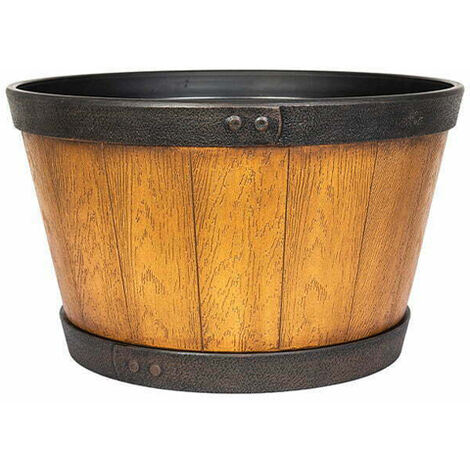 39cm Medium Oban Whiskey Barrel - Plastic - L39 x W39 x H23 cm - Light Oak
