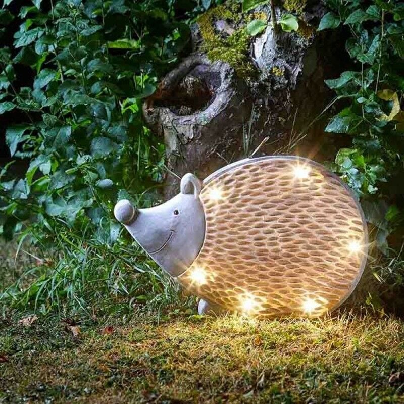 Image of Solar Woodstone Inlit Hedgehog Garden Light Figure Ornament - Smart Garden