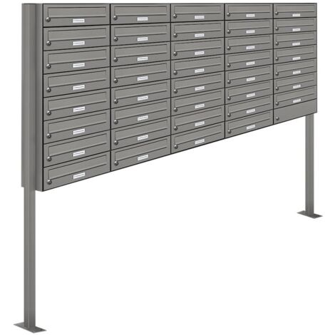 39er Premium Standbriefkasten Aluminiumgrau RAL 9007 freistehend Postkasten Ständer