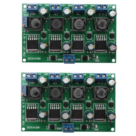 3A 4 Channels Multiple Switching Power Supply Module 3.3V 5V 12V Adjustable Output DC Step-Down Converter Board,2PCS