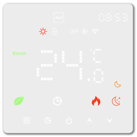 3A Sanitär-/Kesselthermostat für Wasserheizungsanlagen, wöchentlich programmierbare Temperatur-Zeitschaltuhr, einstellbare Helligkeit, Thermostat,Weiß