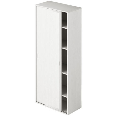 (3c) Guardaroba con ante scorrevoli c/specchio e ripiani colore Bianco H212x90x43cm
