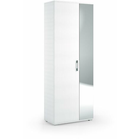 (3c) Multiuso Con Specchio 1 Cassetto E 6 Ripiani Interni bianco ante bianco con specchio