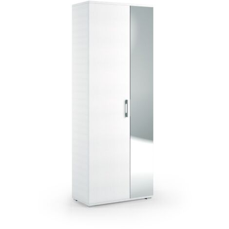 (3c) Multiuso Con Specchio 1 Cassetto E 6 Ripiani Interni bianco ante bianco con specchio
