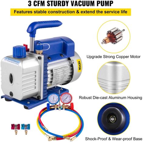 3CFM Vakuumpumpe Manometer-Set Multifunktionspumpe 1/4 HP 220 V