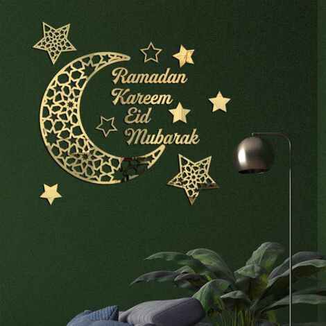 3D-Acryl-Spiegelaufkleber Ramadan-Halbmond für Türen, Fenster und Schränke