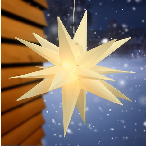 3D Advents Stern mit 6 LED in warm weiß - 60 cm - Outdoor Weihnachten Fenster Hänge Deko für Außen mit Timer