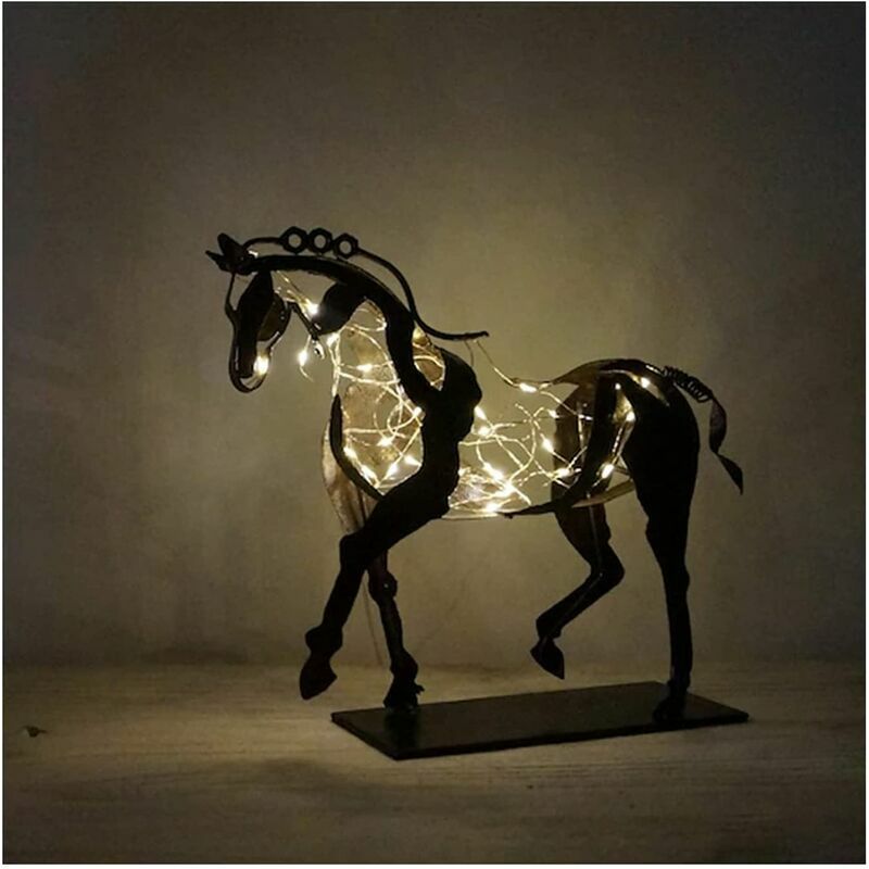 Fortuneville - 3D ajouré Adonis Statue de cheval rustique en métal de style antique