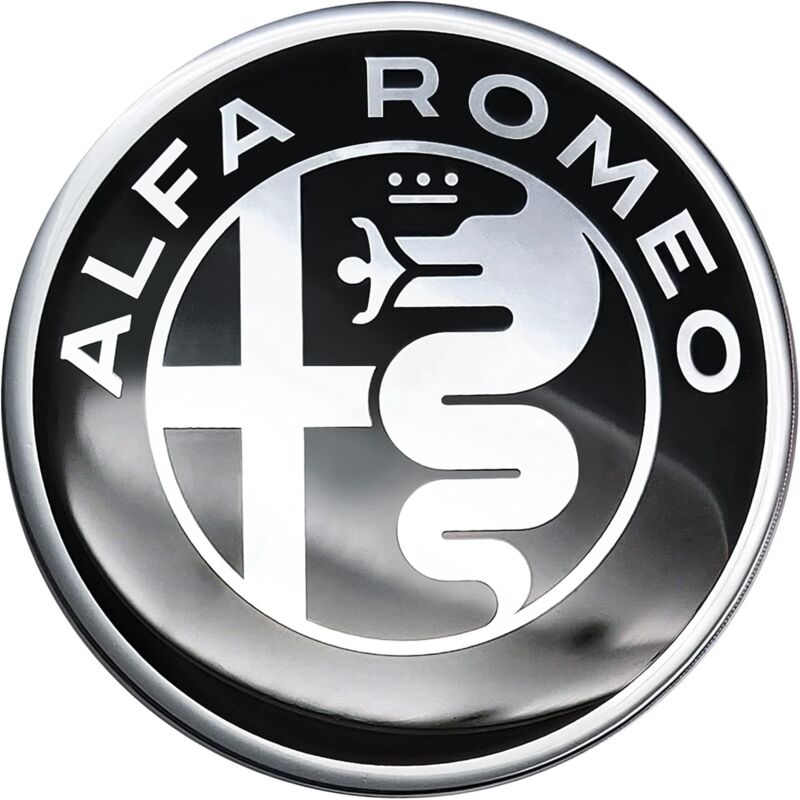 Image of 3D Alfa Romeo Logo Aufkleber, Weiß und Schwarz, 40 mm