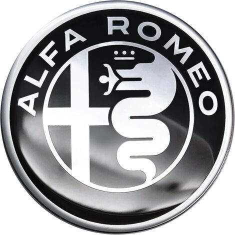 3D Alfa Romeo Logo Sticker, White and Black, 40 mm