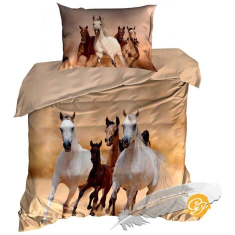 3D Baumwollsatin Bettwäsche 140x200cm ARABISCHE PFERDE